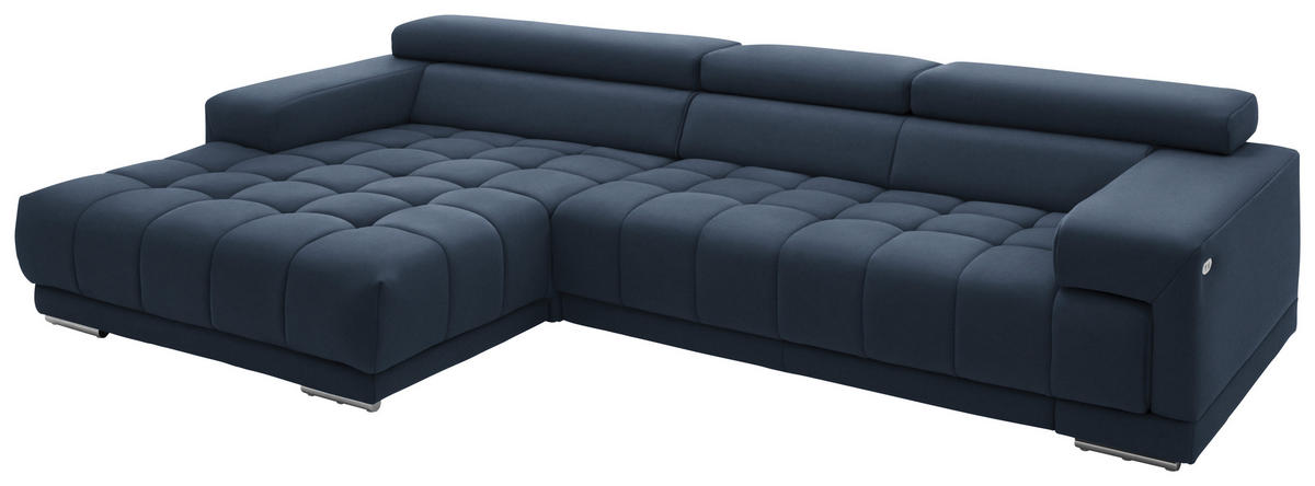 ECKSOFA  in Mikrofaser Blau  190/335 cm  - Blau/Silberfarben, Design, Textil/Metall (190/335cm) - Beldomo Speed