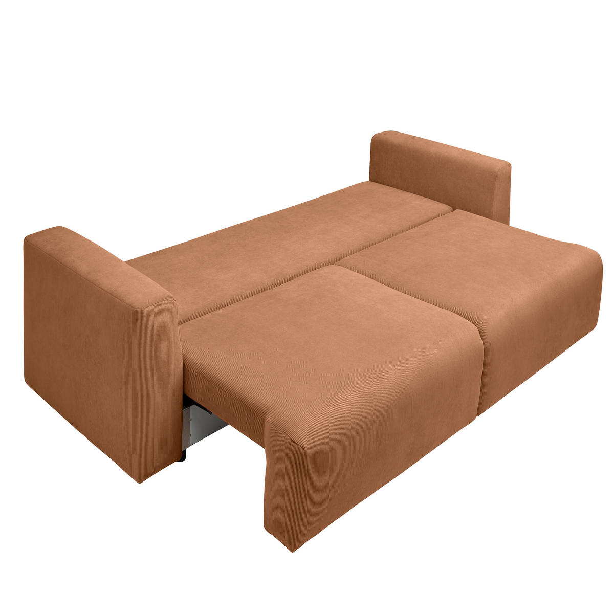 SCHLAFSOFA  mit Stoffauswahl, Schlafen auf Sitzhöhe, Rücken echt Cord Rostfarben  - Rostfarben/Schwarz, Design, Kunststoff/Textil (250/92/105cm) - Carryhome
