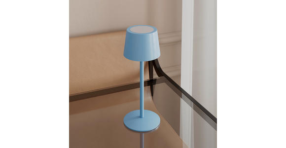 AKKU-TISCHLEUCHTE 9/22 cm  - Hellblau, Basics, Metall (9/22cm) - Novel