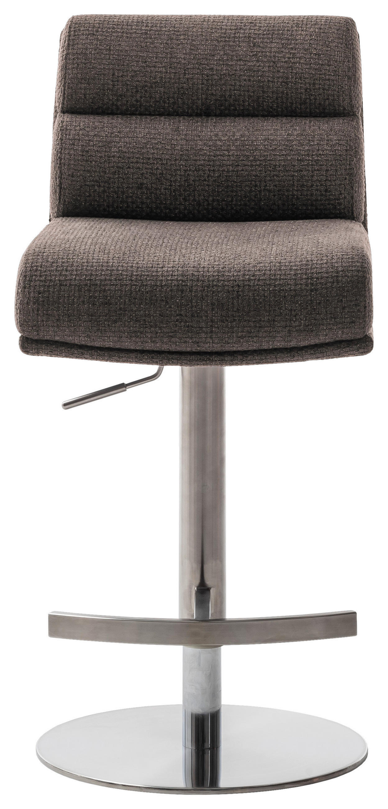 BARHOCKER Webstoff Edelstahlfarben, Cappuccino Edelstahl Stoffauswahl, Typenauswahl, Sitzfläche 360° drehbar  - Edelstahlfarben/Cappuccino, Design, Textil/Metall (43/84/52cm) - Dieter Knoll