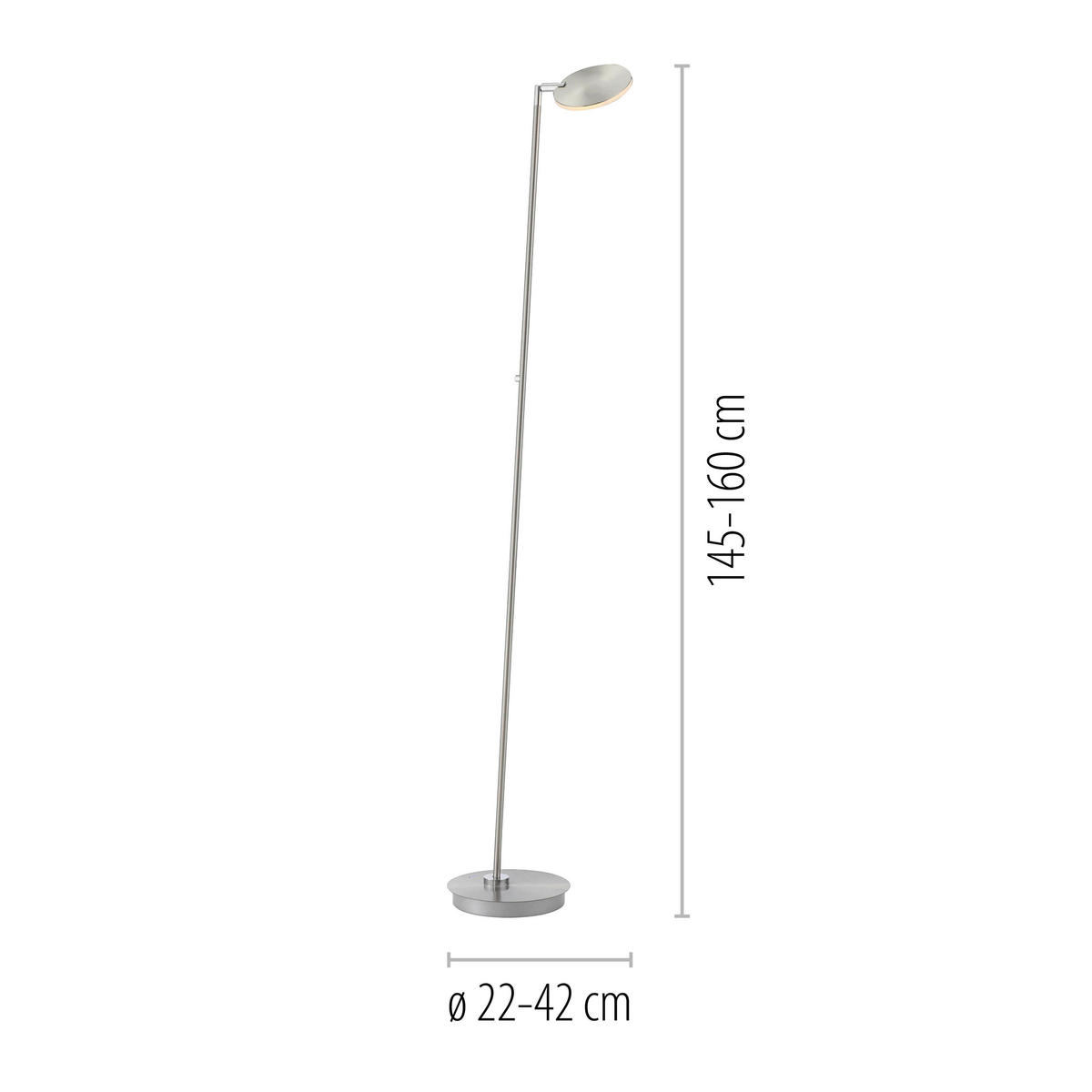 AKKU-STEHLEUCHTE Bente 42/42/160 cm  - Edelstahlfarben, Design, Kunststoff/Metall (42/42/160cm)