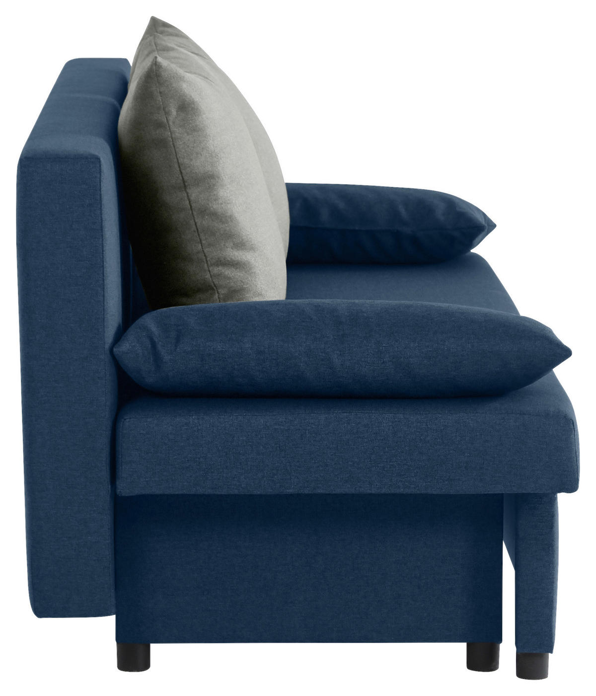 SCHLAFSOFA NEO Webstoff Blau, Grau  inkl. Rückenkissen, Armlehnenkissen, Bettkasten  - Blau/Schwarz, Basics, Kunststoff/Textil (192/82/82cm) - P & B