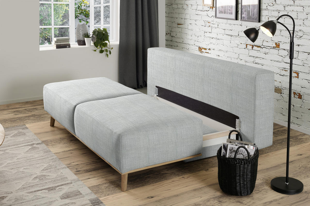 BOXSPRINGSOFA  mit Stoffauswahl, Rücken echt Grau  - Grau, Design, Holz/Textil (203/97/107cm) - Dieter Knoll