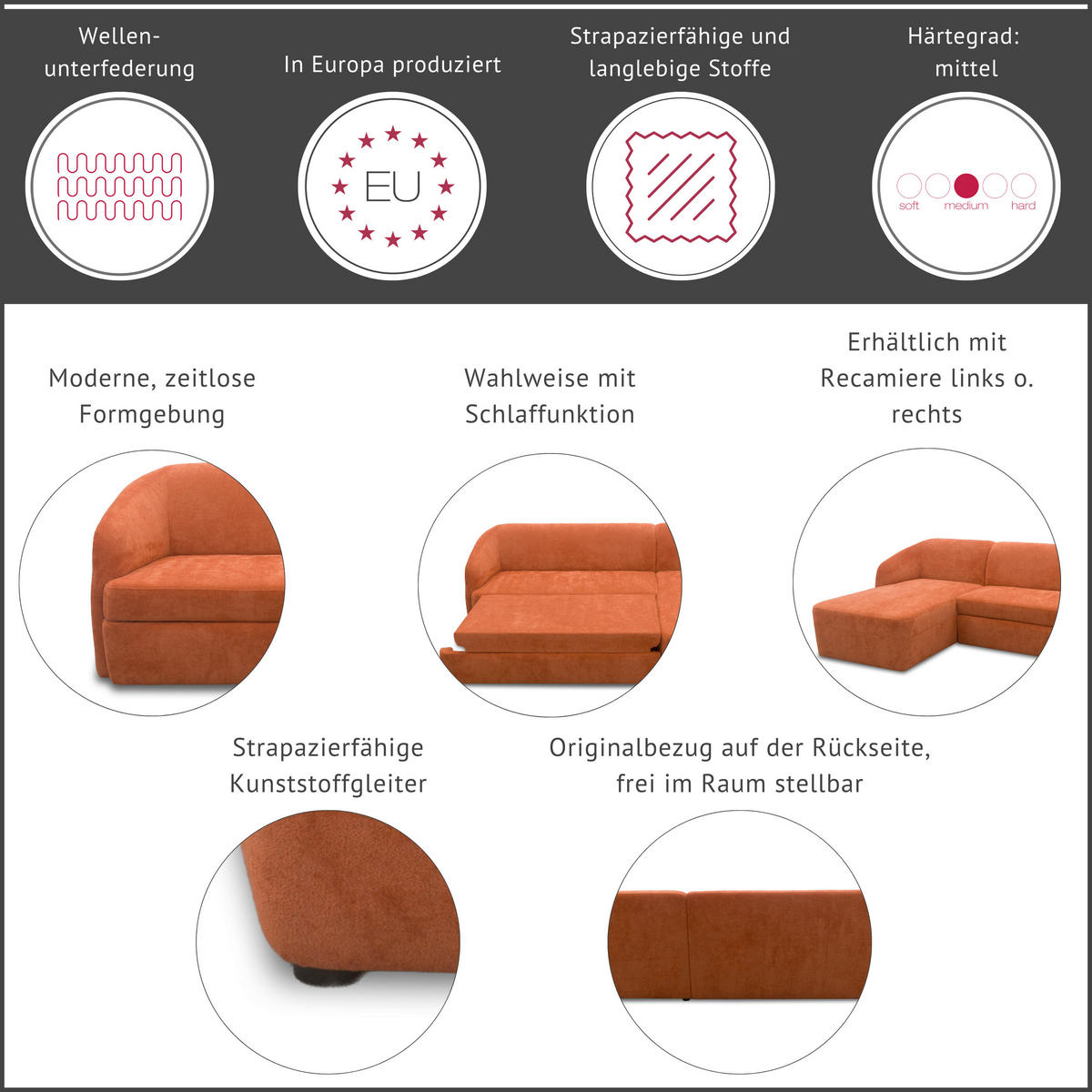 ECKSOFA 100 033 Taupe Webstoff Rücken echt  - Taupe/Schwarz, MODERN, Kunststoff/Textil (230/148cm) - Livetastic