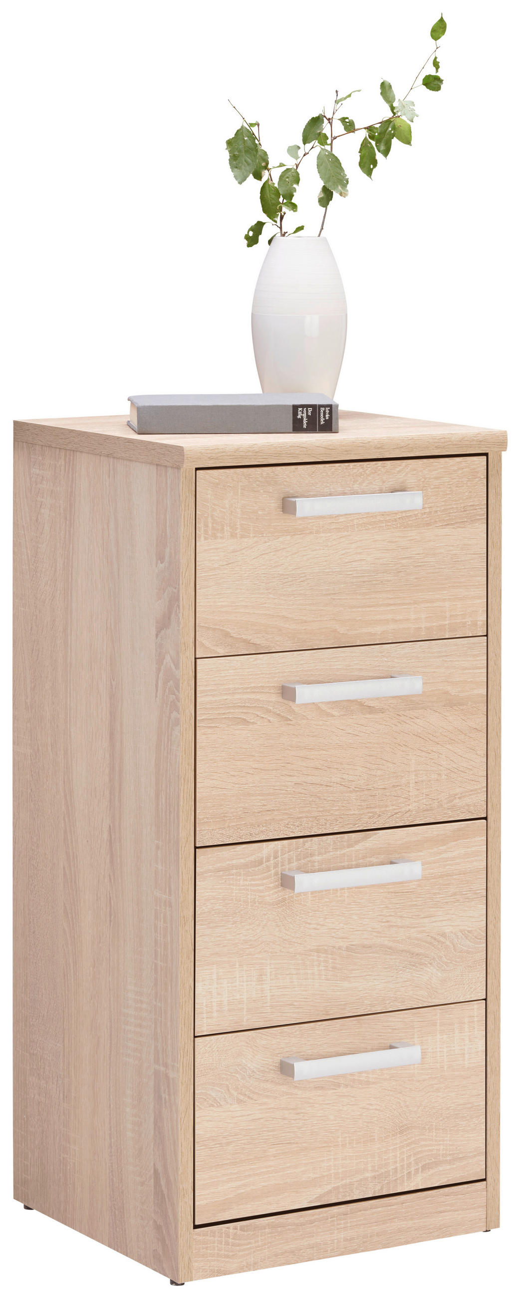 KOMMODE Sonoma Eiche - Silberfarben/Schwarz, Basics, Metall (38/84/36cm) - Xora