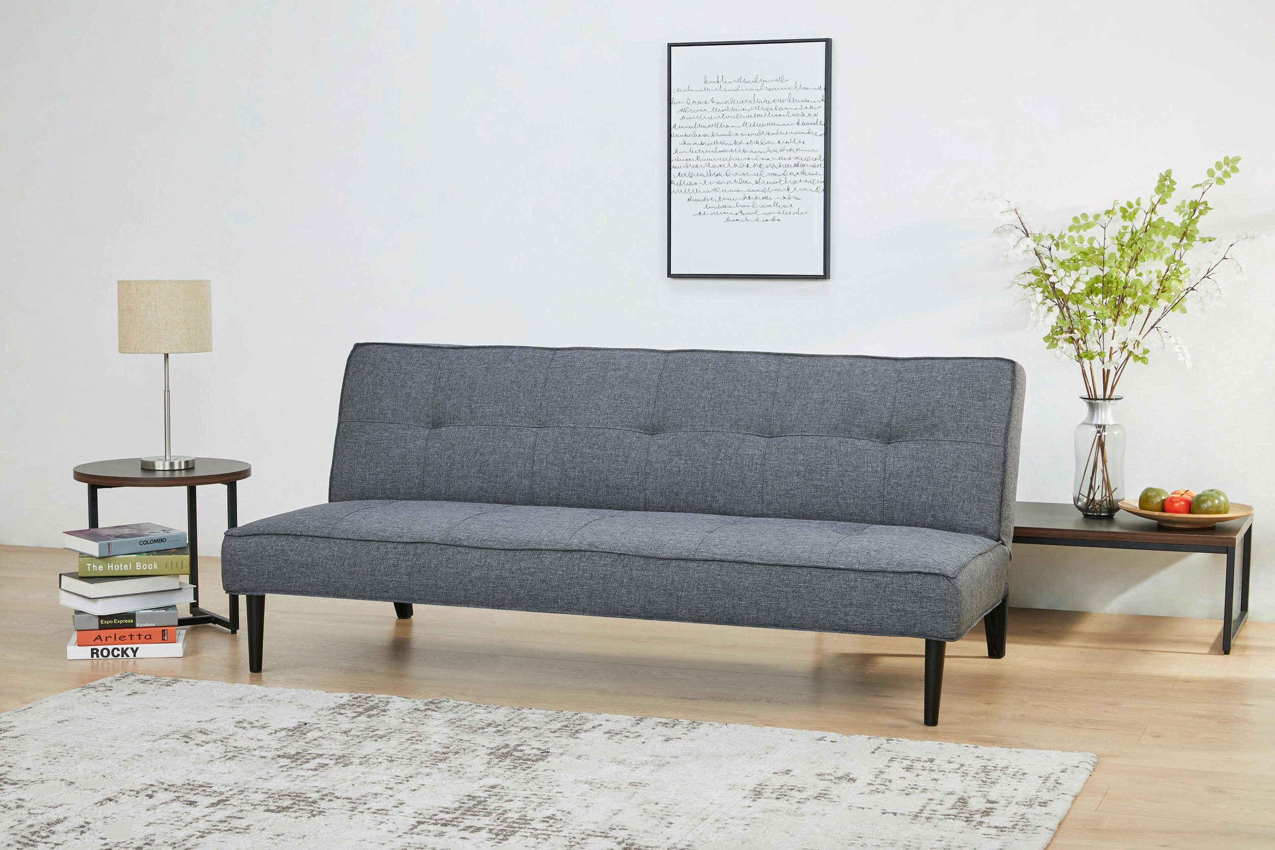CANAPEA EXTENSIBILĂ textil gri închis  - gri închis/negru, Design, textil (180/77/93cm) - Carryhome