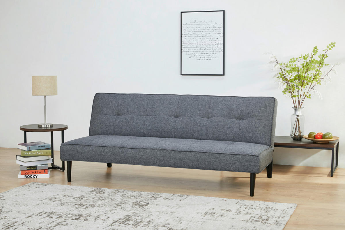 CANAPEA EXTENSIBILĂ textil gri închis  - gri închis/negru, Design, textil (180/77/93cm) - Carryhome
