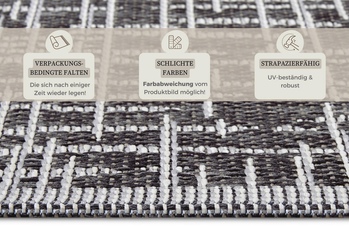 OUTDOORTEPPICH 63/120 cm Clyde Beige, Grau  - Beige/Grau, Design, Kunststoff (63/120cm) - Hanse Home
