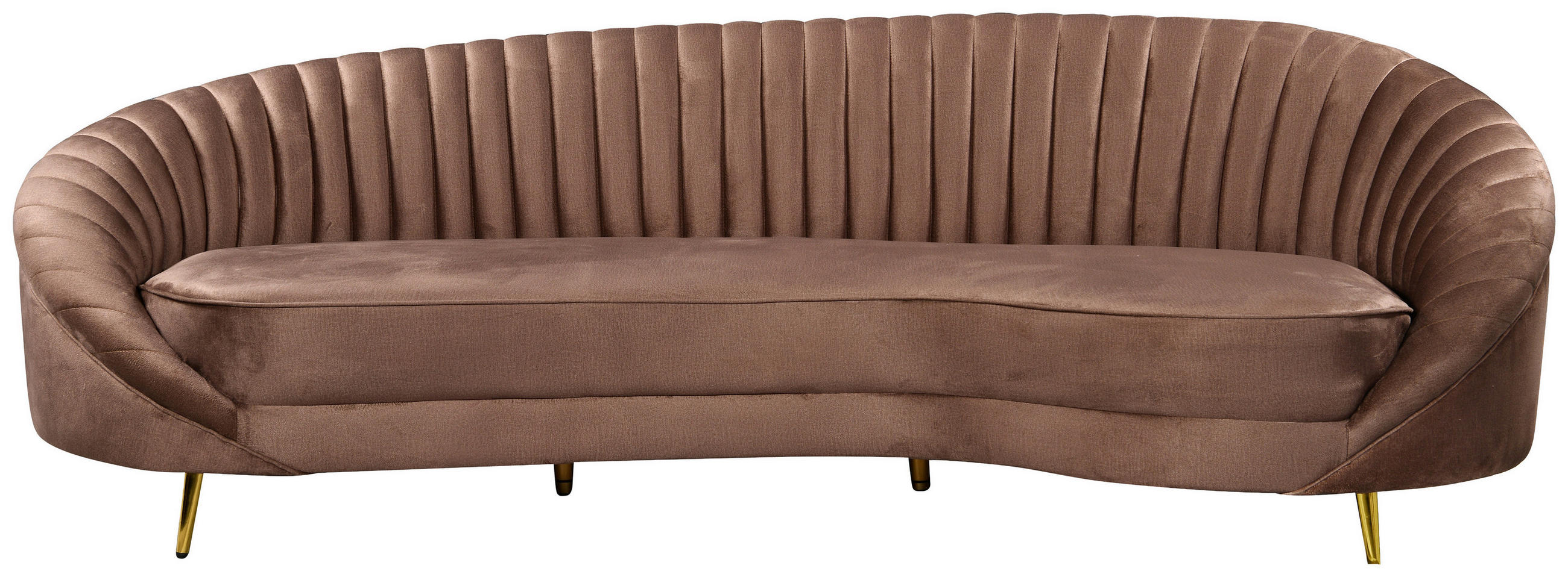 3-SITZER-SOFA ELARA Samt Braun  - Goldfarben/Braun, Design, Textil/Metall (246/81/111cm) - MID.YOU