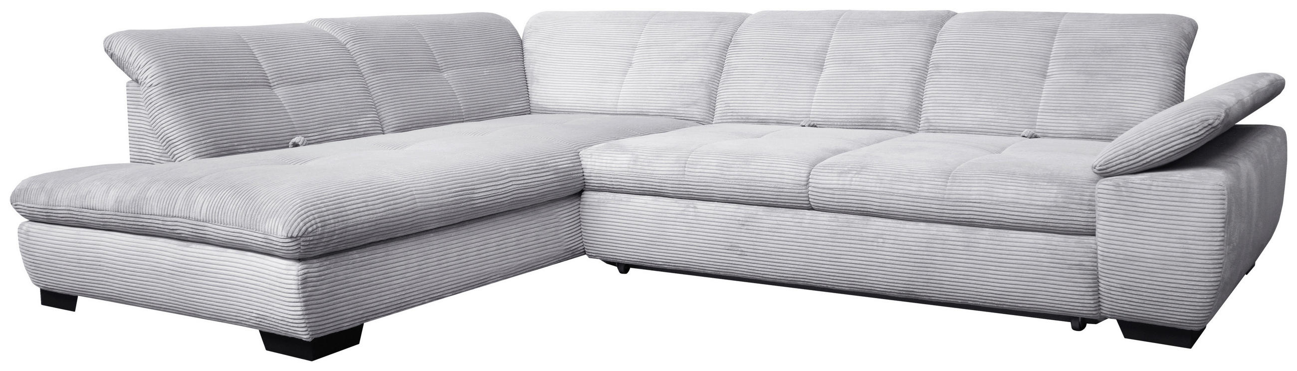 ECKSOFA Hellgrau Cord  - Hellgrau/Schwarz, Design, Textil/Metall (242/313cm) - Xora