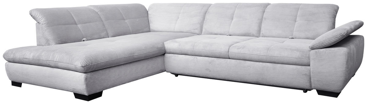 ECKSOFA Hellgrau Cord  - Hellgrau/Schwarz, Design, Textil/Metall (242/313cm) - Xora
