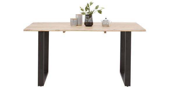 ESSTISCH in Holz, Metall 160/90/76 cm  - Schwarz/Akaziefarben, Natur, Holz/Metall (160/90/76cm) - Carryhome