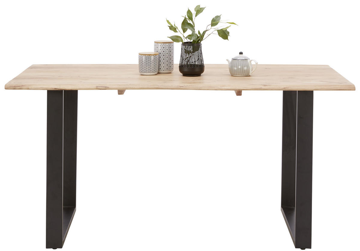 ESSTISCH in Holz, Metall 160/90/76 cm  - Schwarz/Akaziefarben, Natur, Holz/Metall (160/90/76cm) - Carryhome
