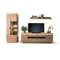 WOHNWAND  in Eichefarben  300/204/50 cm  - Eichefarben/Grau, Design, Glas/Holz (300/204/50cm) - Livetastic