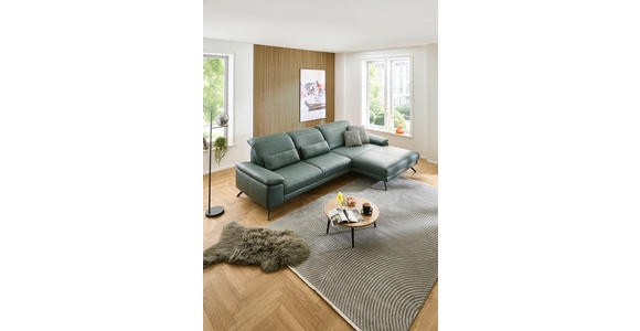 ECKSOFA in Echtleder Opal  - Opal/Schwarz, Design, Leder/Metall (332/193cm) - Dieter Knoll