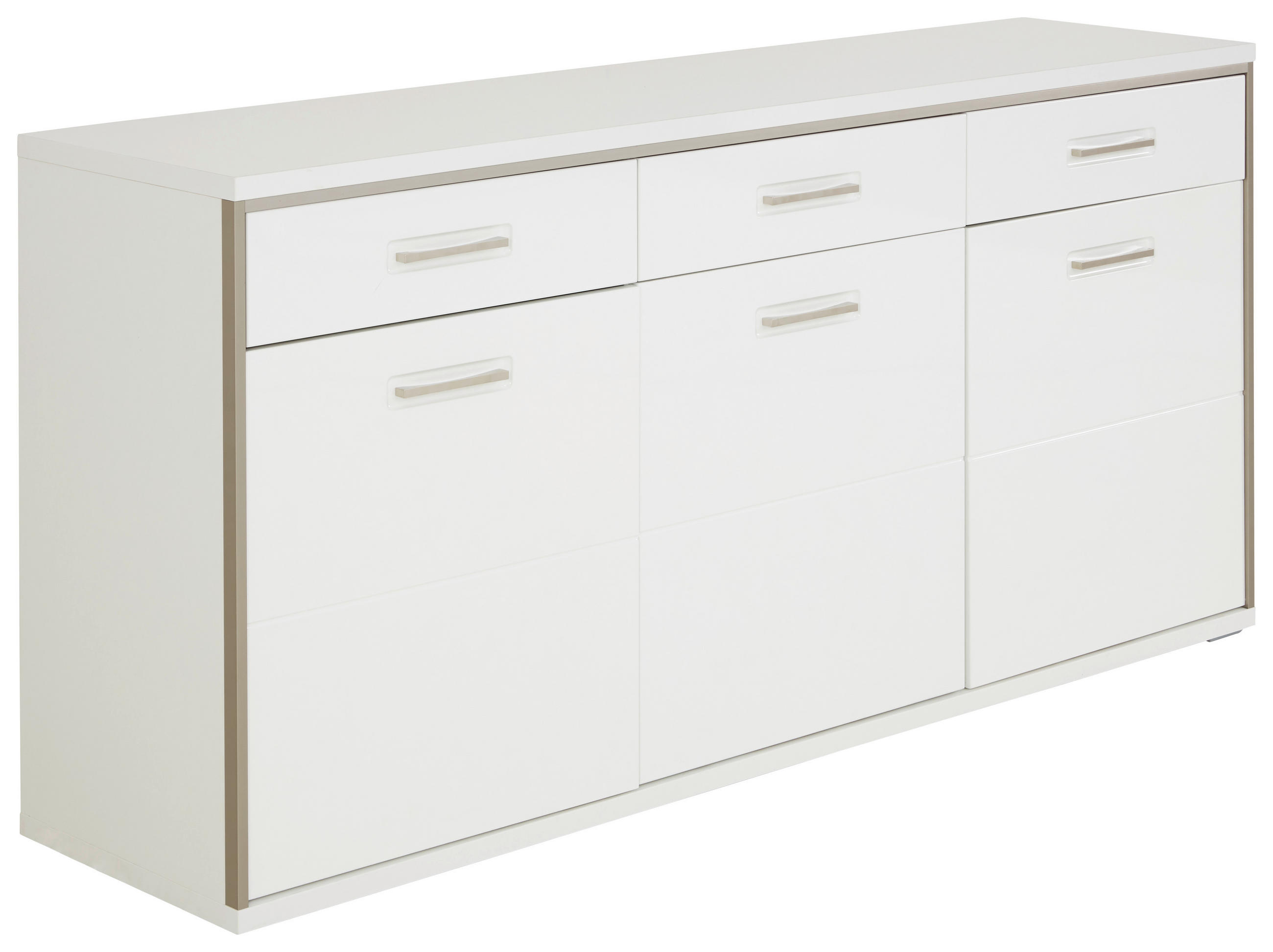 SIDEBOARD  in 184/89/45 cm  - Edelstahlfarben/Weiß, Design, Holzwerkstoff/Metall (184/89/45cm) - Xora