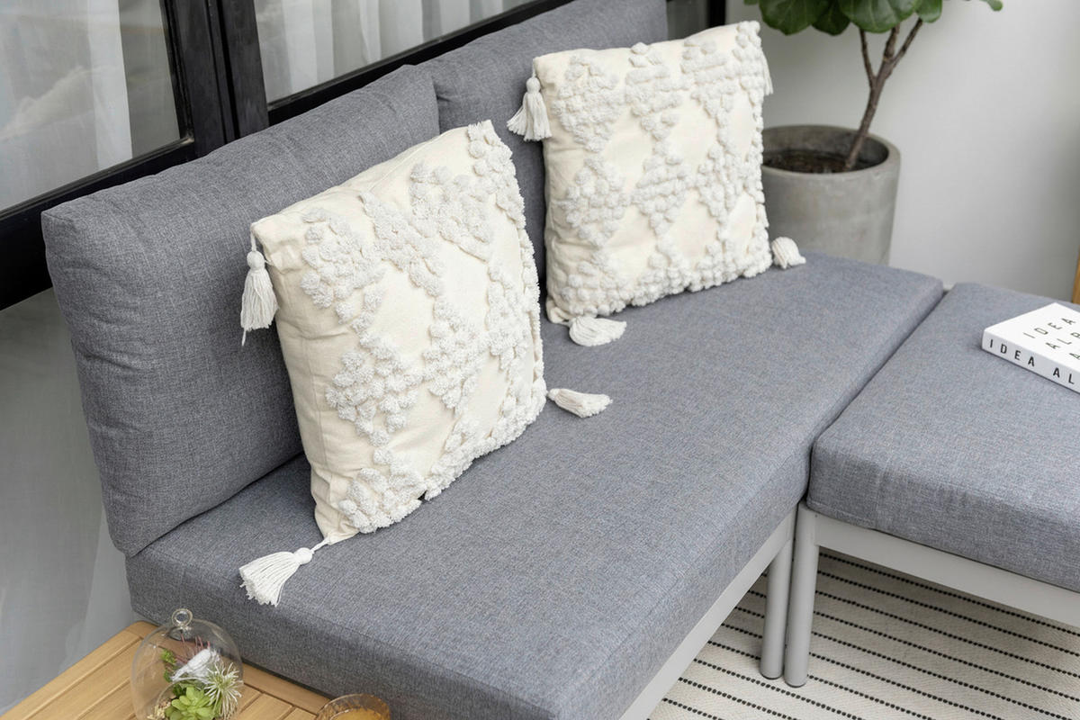 LOUNGEGARNITUR 110/150 cm Eukalyptusholz Hartholz Aluminium  - Anthrazit/Hellgrau, Design, Holz/Textil (110/150cm) - Ambia Garden