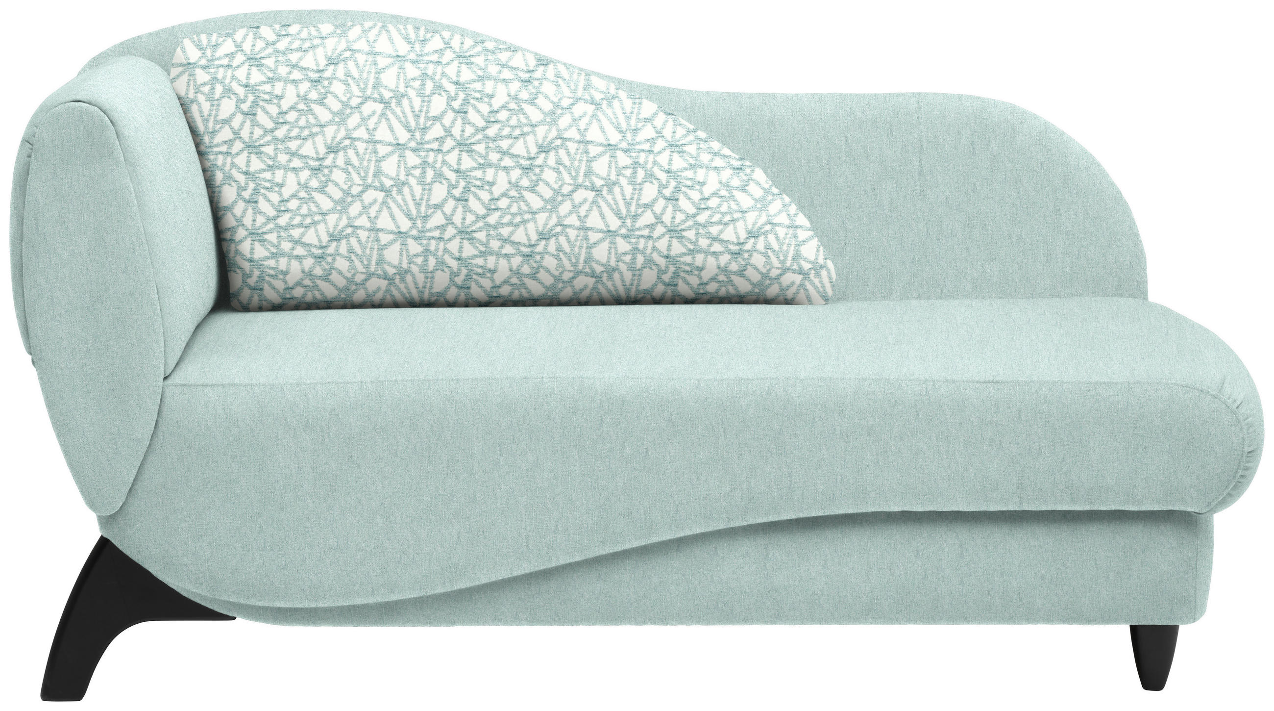 RÉCAMIERE in Webstoff Mintgrün  - Schwarz/Mintgrün, MODERN, Holz/Textil (171-190/87/84cm) - Joka