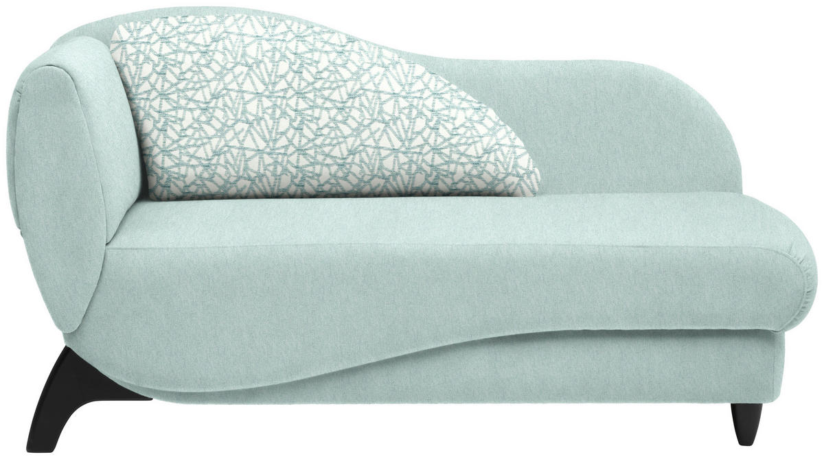 RÉCAMIERE in Webstoff Mintgrün  - Schwarz/Mintgrün, Modern, Holz/Textil (171-190/87/84cm) - Joka