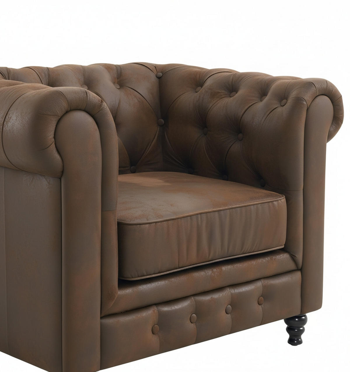 CHESTERFIELD-SESSEL - Schwarz/Braun, Basics, Holz/Textil (102/73/87cm) - Xora