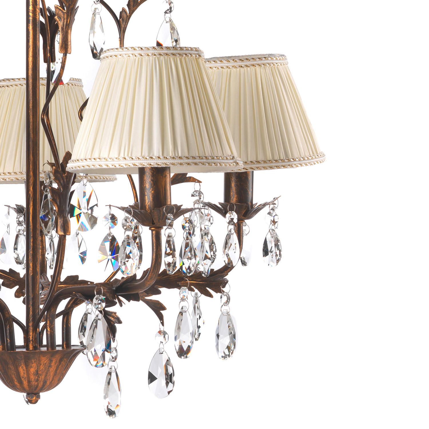 KRISTALL-HÄNGELEUCHTE 60/105 cm   - Bronzefarben, KONVENTIONELL, Glas/Metall (60/105cm)
