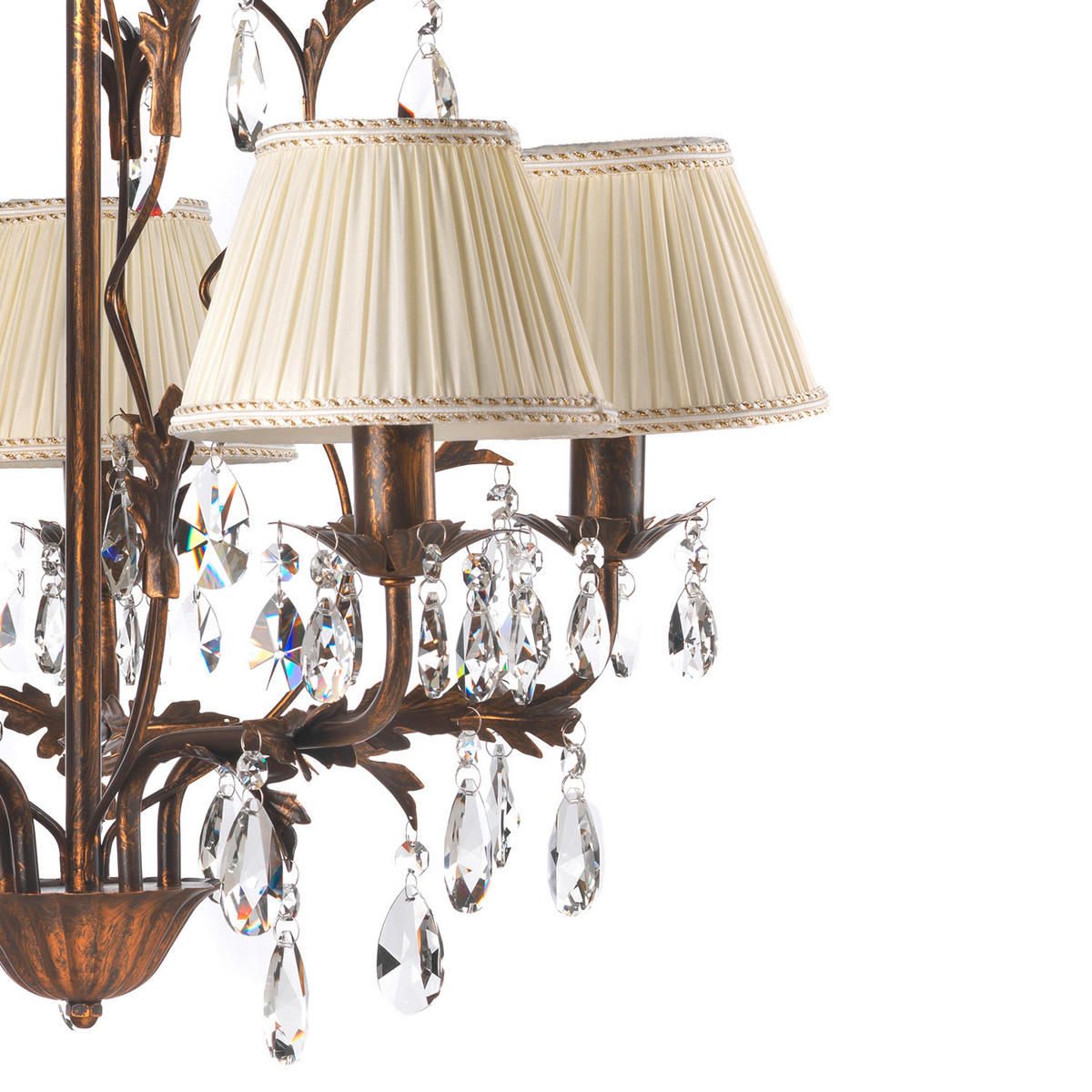 KRISTALL-HÄNGELEUCHTE 60/105 cm   - Bronzefarben, KONVENTIONELL, Glas/Metall (60/105cm)