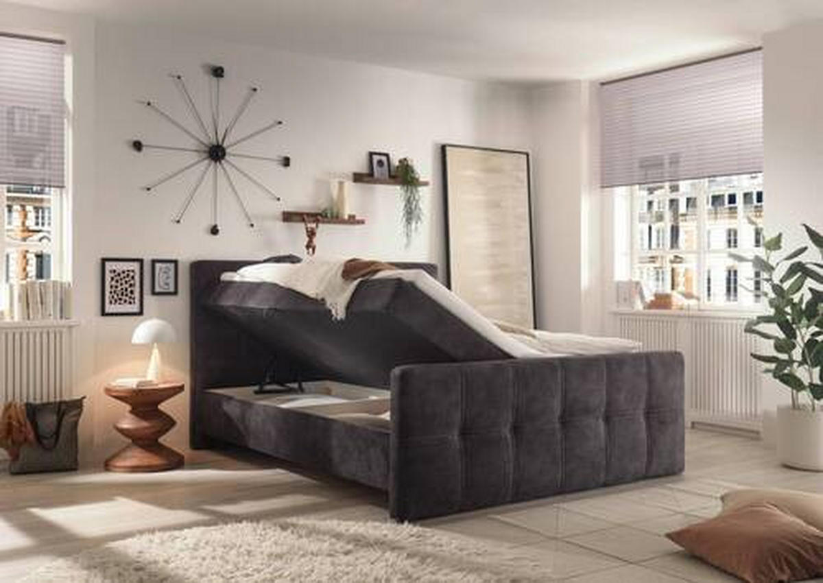 BOXBETT 180/200 cm  in Dunkelbraun  - Dunkelbraun/Schwarz, MODERN, Holzwerkstoff/Kunststoff (180/200cm) - MID.YOU