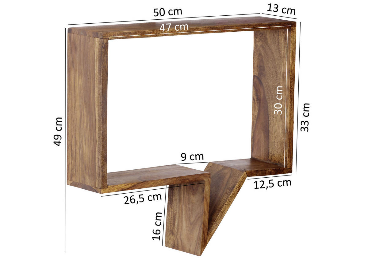 WANDREGALSET Sheesham massiv  - MODERN, Holz (50/49/13cm) - MID.YOU