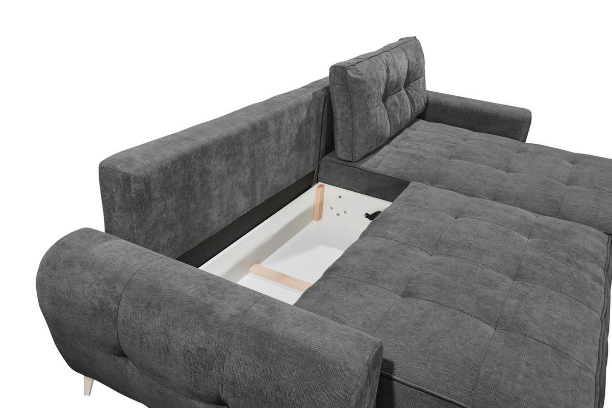 ECKSOFA Webstoff Anthrazit  - Kaschmir/Anthrazit, Modern, Kunststoff/Textil (284/191cm) - MID.YOU