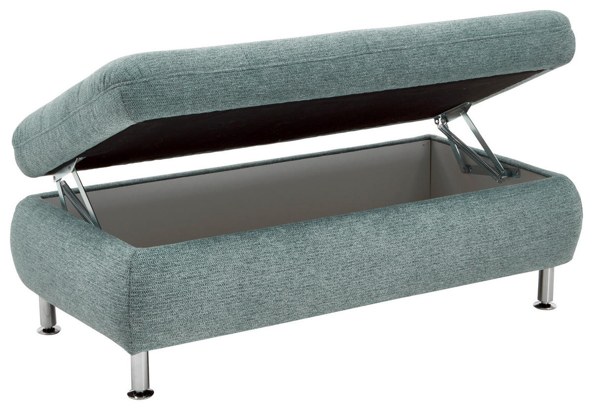 HOCKER in Textil Blau  - Chromfarben/Blau, Design, Textil/Metall (129/47/64cm) - Beldomo Style
