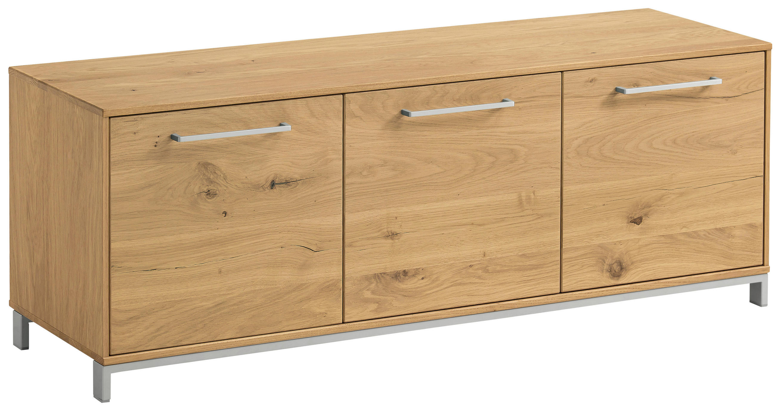 GARDEROBENBANK Eiche, Balkeneiche furniert, teilmassiv Eichefarben  - Edelstahlfarben/Eichefarben, Design, Holz/Metall (127/47/40cm)
