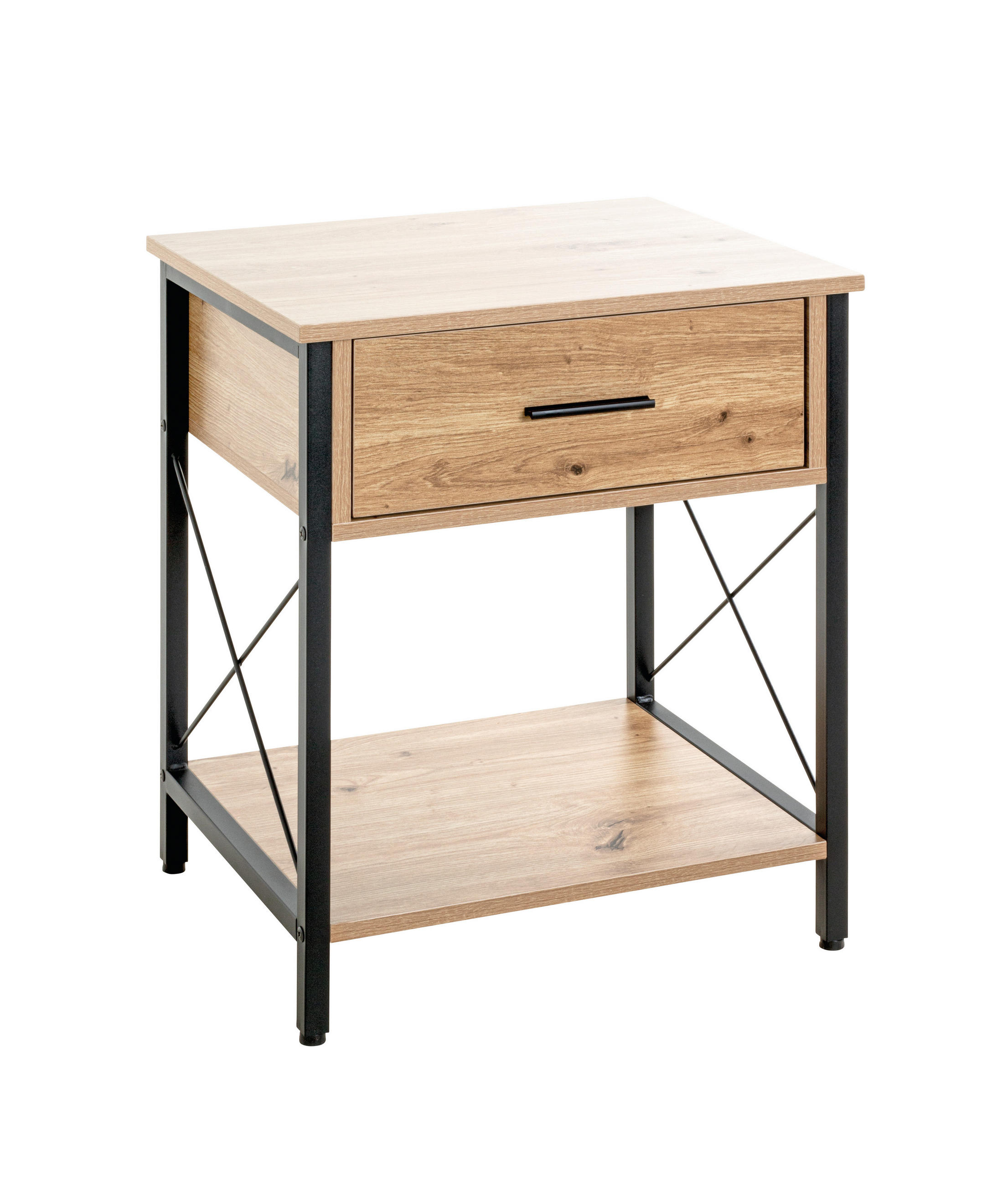 BEISTELLTISCH 45/40/60 cm Schwarz, Eichefarben  - Eichefarben/Schwarz, Design, Holzwerkstoff/Metall (45/40/60cm)