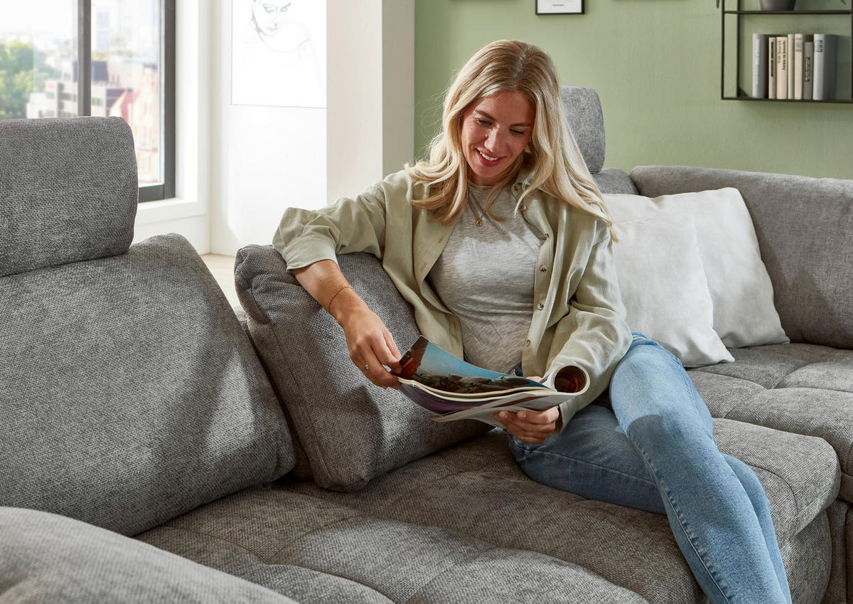 HÖRNSOFFA i chenille grå  - svart/grå, Modern, metall/textil (289/84/197cm) - Livetastic