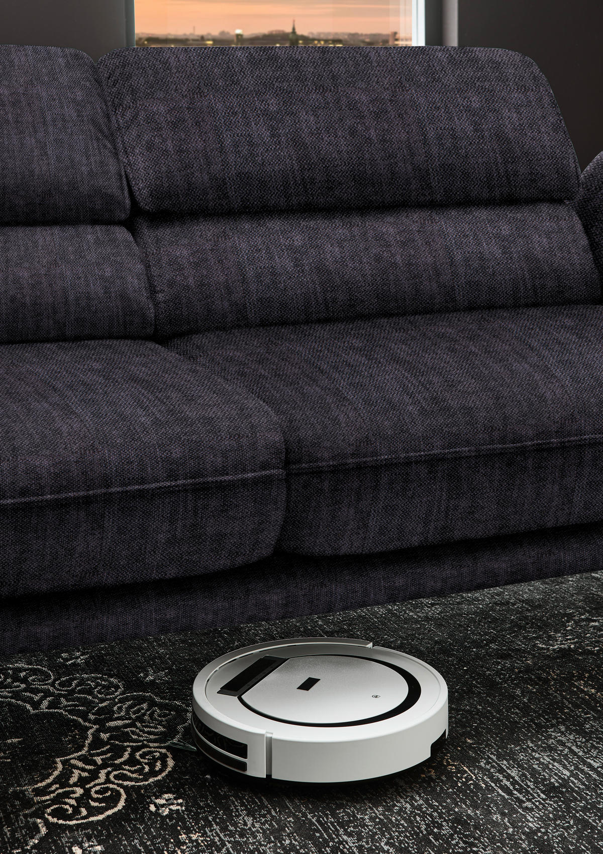 ECKSOFA in Velours Anthrazit  - Anthrazit/Schwarz, Design, Textil/Metall (153/283cm) - Valdera