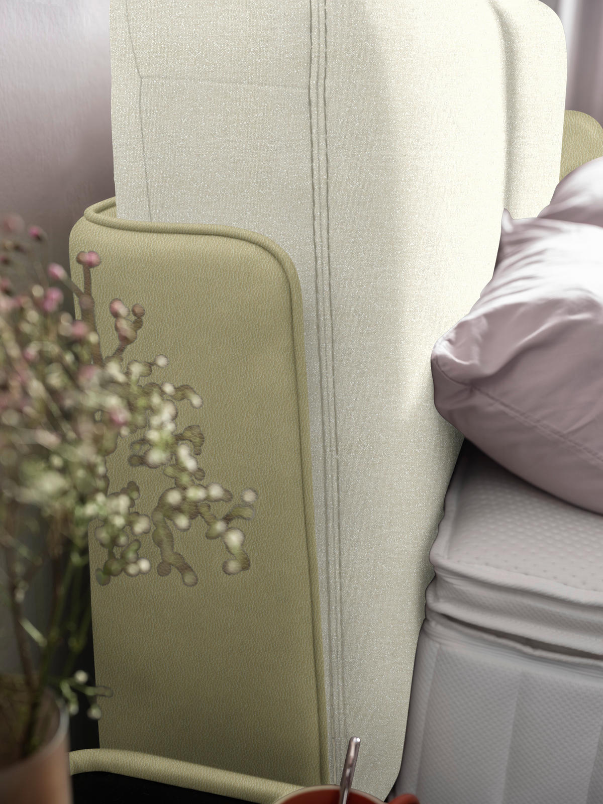 BOXSPRINGBETT 180/200 cm  in Weiß, Hellgrün  - Schwarz/Weiß, Design, Textil/Metall (180/200cm) - Johann Jakob