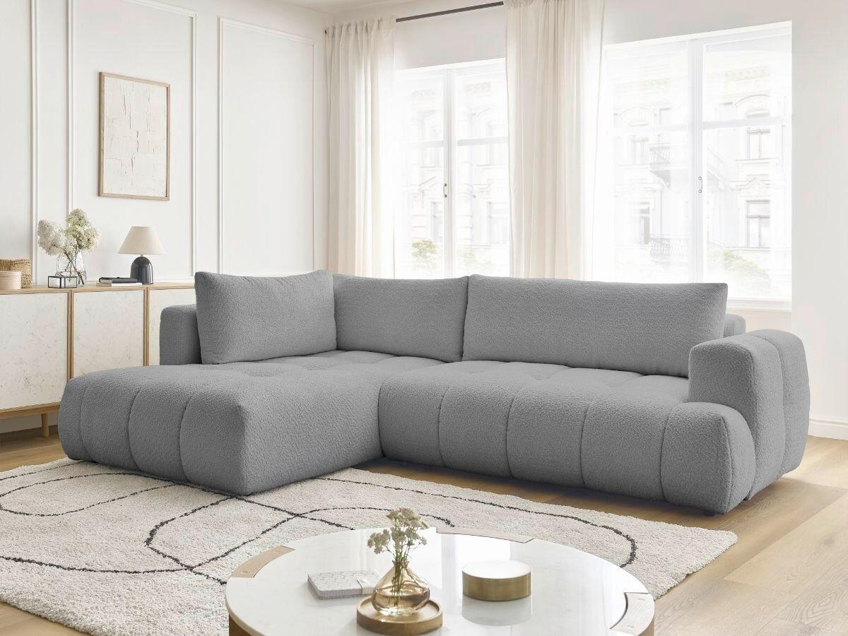 ECKSCHLAFSOFA FUJI Bouclé Dunkelgrau  inkl.  - Dunkelgrau/Schwarz, MODERN, Kunststoff/Textil (204/282cm)