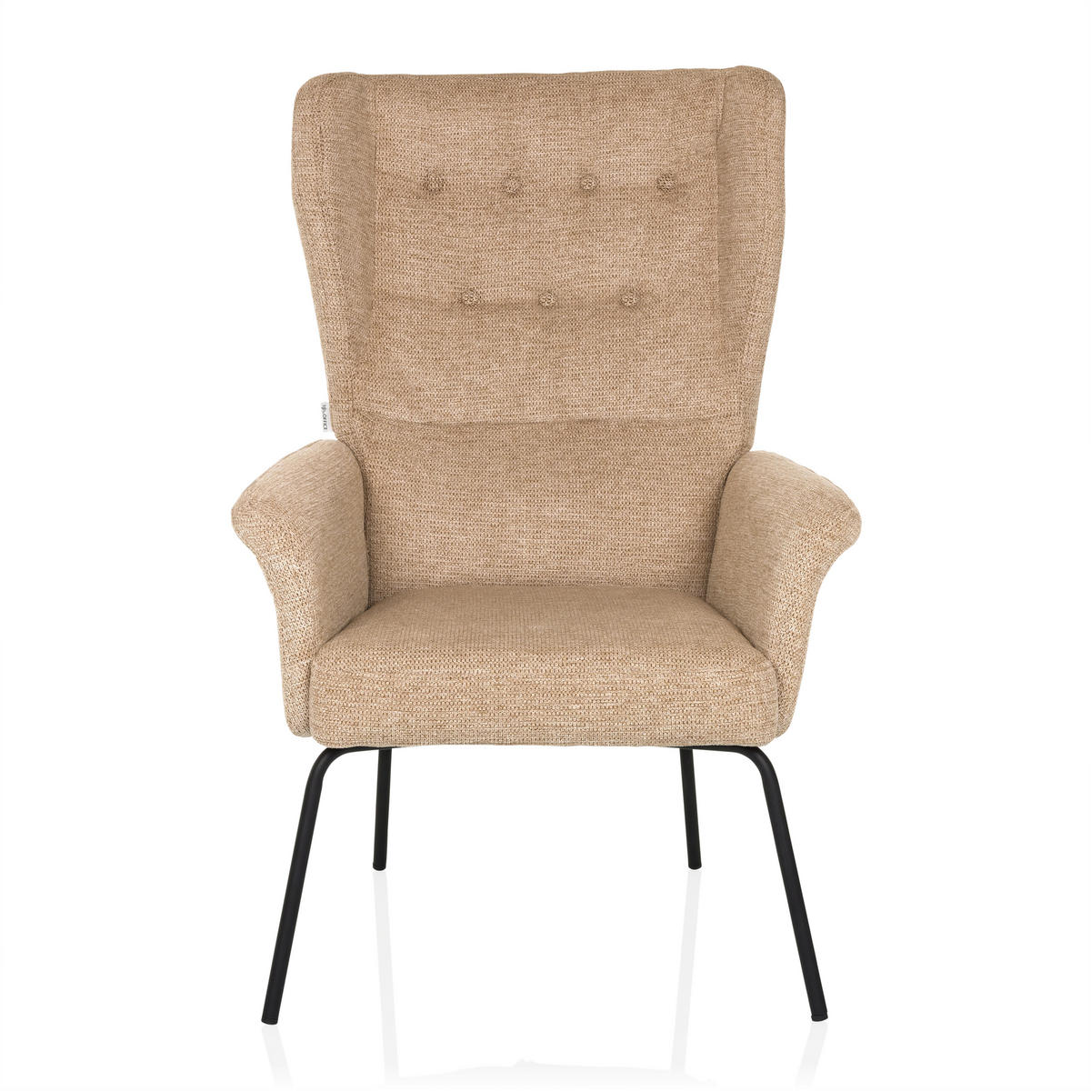 OHRENSESSEL Bouclé Beige  - Beige/Schwarz, MODERN, Textil/Metall (71/110/71cm) - MID.YOU