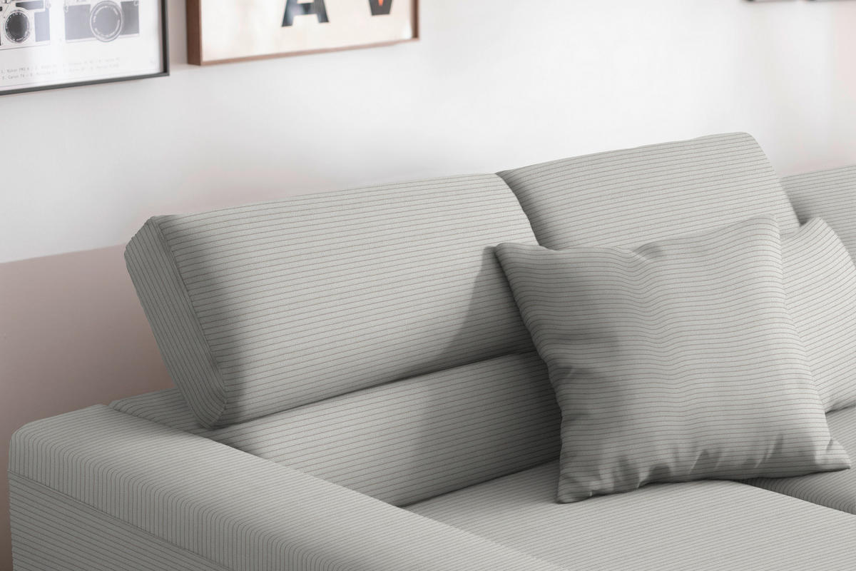ECKSOFA Cord Greige  - Greige/Schwarz, Design, Textil/Metall (215-217/293cm) - Schöner Wohnen