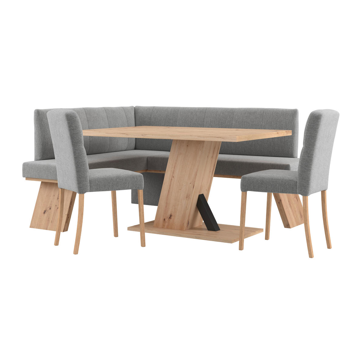 ECKBANK 150/185 cm Webstoff Grau   - Eichefarben/Grau, KONVENTIONELL, Textil (150/185cm)