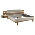 BETTANLAGE 180/200 cm  in Eichefarben, Kaschmir  - Kaschmir/Eichefarben, Design, Holzwerkstoff/Textil (180/200cm) - Xora