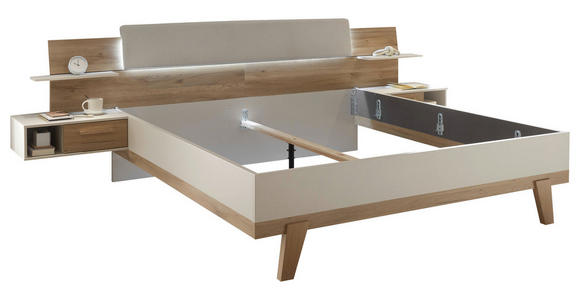 BETTANLAGE 180/200 cm  in Eichefarben, Kaschmir  - Kaschmir/Eichefarben, Design, Holzwerkstoff/Textil (180/200cm) - Xora