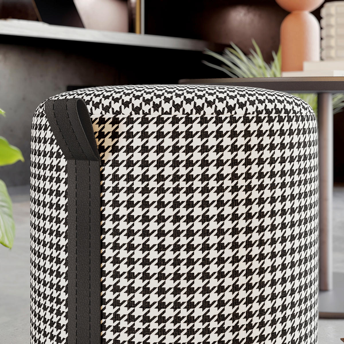 HOCKER Macaria Fußbank Schwarz, Weiß  - Schwarz/Weiß, Design, Textil (36/43/36cm) - Livetastic