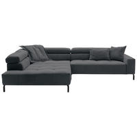 ECKSOFA in Feincord Anthrazit  - Anthrazit/Schwarz, Konventionell, Textil/Metall (219/311cm) - Hom`in