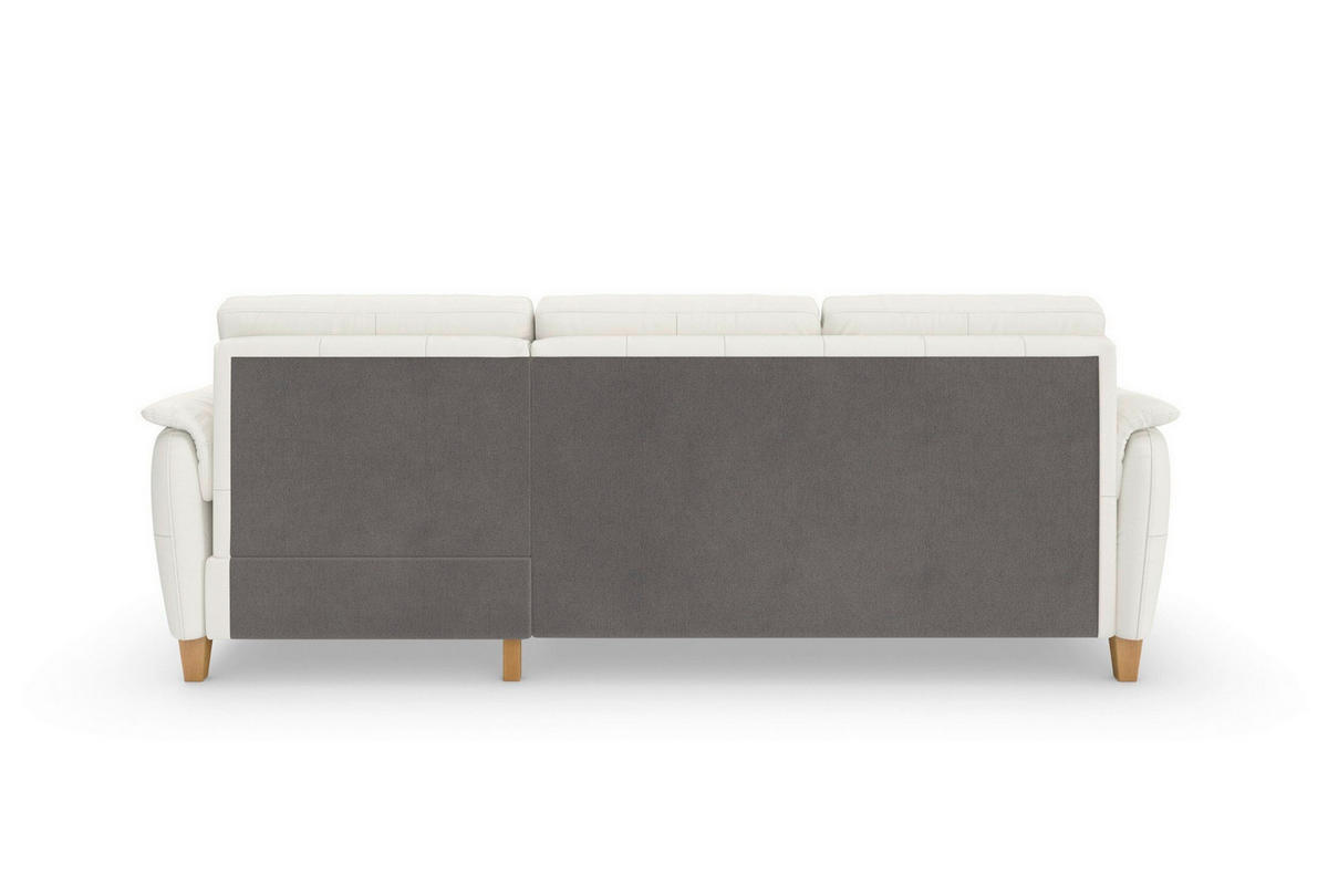 ECKSOFA PALMERA E Weiß Kombination Echtleder/Stoff Mikrofaser Bettkasten  - Eichefarben/Weiß, Basics, Leder/Holz (244/163cm) - Sit & More
