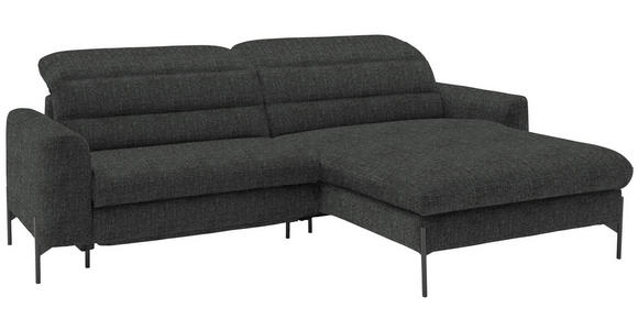 ECKSOFA in Flachgewebe Dunkelgrau  - Dunkelgrau/Schwarz, Design, Textil/Metall (252/191cm) - Dieter Knoll