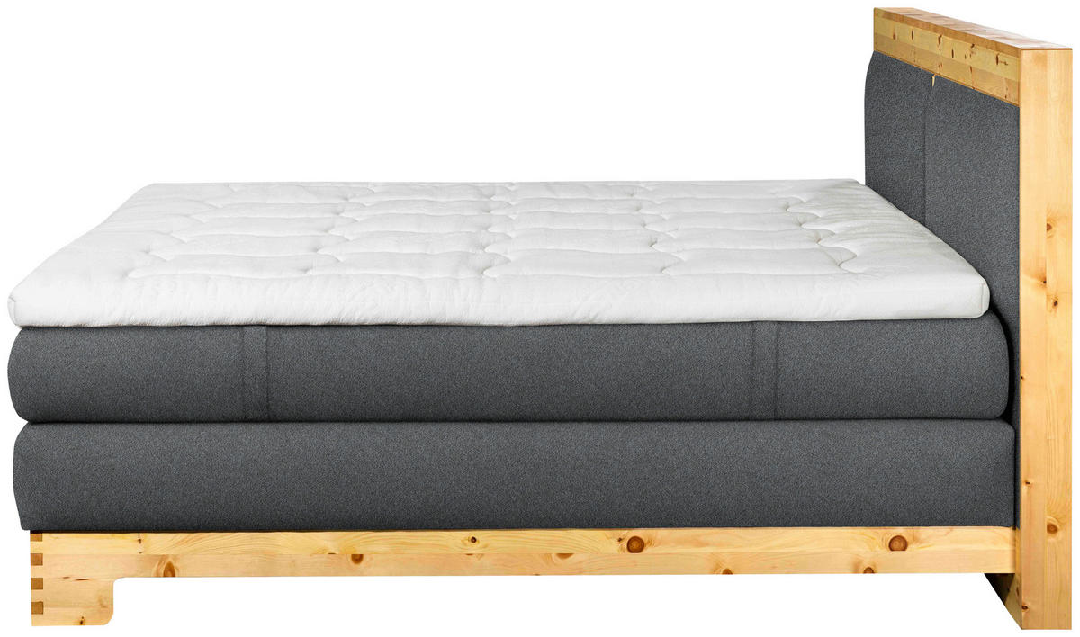 BOXSPRINGBETT 180/200 cm  in Dunkelgrau  - Dunkelgrau, Natur, Holz/Textil (180/200cm) - Linea Natura