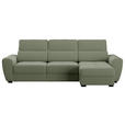 ECKSOFA  in Velours Salbeigrün  - Salbeigrün/Schwarz, KONVENTIONELL, Kunststoff/Textil (285/177cm) - Carryhome