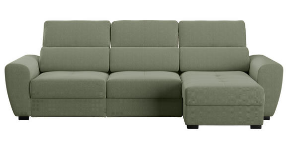 ECKSOFA  in Velours Salbeigrün  - Salbeigrün/Schwarz, KONVENTIONELL, Kunststoff/Textil (285/177cm) - Carryhome