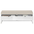 BETTBANK Lederlook Grau, Weiß  - Chromfarben/Weiß, Design, Glas/Textil (141/50/43cm) - Dieter Knoll