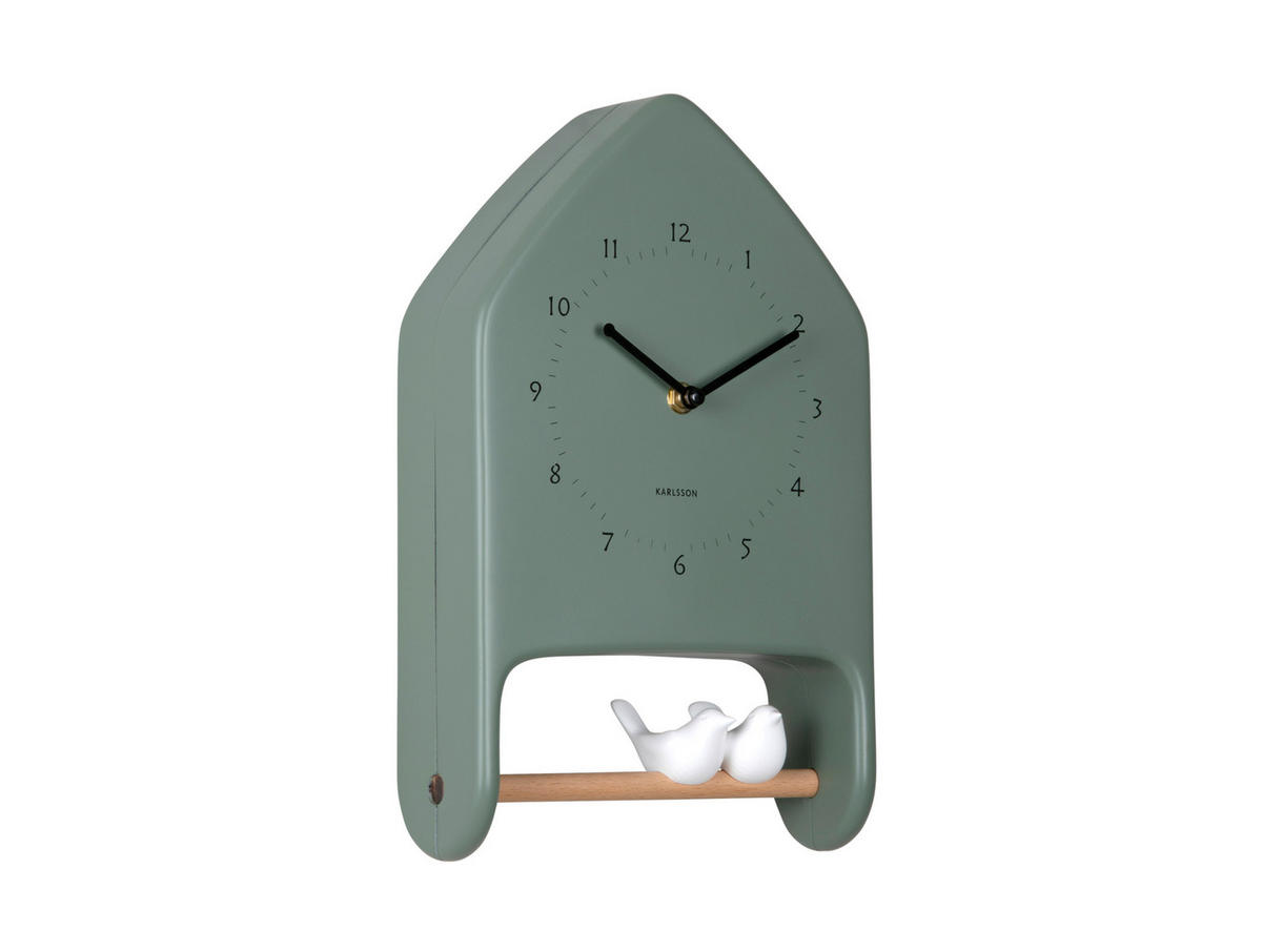 WANDUHR Love birds Grün 20/32/7 cm  - Grün, Basics, Kunststoff (20/32/7cm) - Karlsson